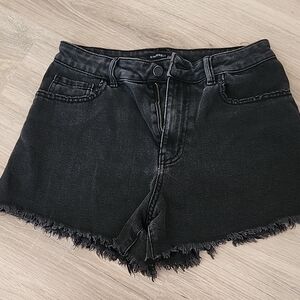 Sincerely Jules |  Black Frayed Hem Jean Shorts